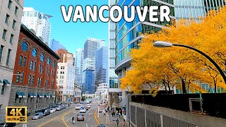 🇨🇦 【4K】🍁 🍁 🍁  Downtown Vancouver BC, Canada. Fall in Vancouver. Relaxing Autumn Walk.