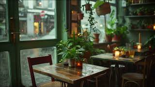 Rainy Evening Coffee Shop Ambience ☕ | Cozy Ambience for Study, Work, Focus, Sleep \u0026 Calm