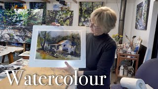 How to paint a cottage in watercolour with a limited palette, minimalist impress