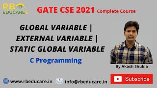 Global Variables || External Variable || Static Global Variable || C Programming || GATE