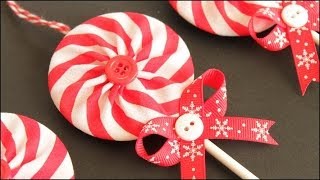 Fabric Yo-Yo Lollipop Christmas Ornaments