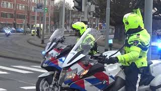 VTB 3X Politie motoren begeleiden Ambulance 15119 naar het HMC vanaf een ernstig tramongeval