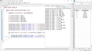 Java 16: 1 dimensional (1D) array of double, for loop, printf and println methods, Java.