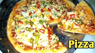 Tasty pizza //ఒవేన్ లేకుండా కూడా పిజ్జాను బేకరీ కంటే టేస్ట్ గా చేయచ్చు ఇలా #Veg cheese pizza at home