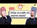 Help us code an alarm clock | JavaScript, CSS, HTML