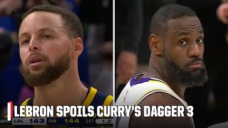 LeBron James SPOILS Stephen Curry's supposed dagger in 2OT 😱 Lakers win 😤 | NBA on ESPN