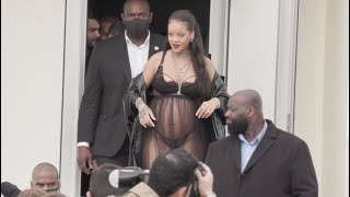 A very pregnant Rihanna at the Dior Womenswear Fashion show