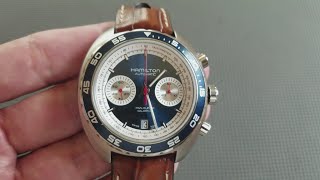 HAMILTON Pan Europ World 1971 Limited Edition Blue Dial Automatic Chronograph Re-edition Wristwatch