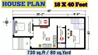 18 X 40 Ghar Ka Naksha || 18x40 Floor Plan || West Face 18x40 1BHK HOuse Plan