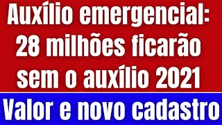 Auxílio emergencial: 28 milhões ficarão sem o auxílio 2021. Valor e novo cadastro.