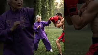 Can Tai Chi fight boxing?Grandma Tai Chi is in danger. #kungfuskills #fighting #taichi