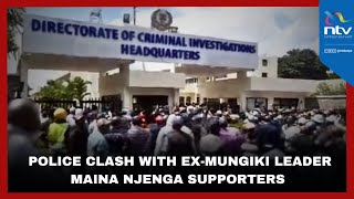 Police clash with Ex-Mungiki leader Maina Njenga supporters at DCI Headquarters