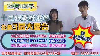 【2023年十里銀灘-維港灣】十里銀灘維港灣29棟108平 在售3房大露台 送全屋傢私