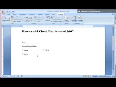 How do you check a box in Word 2007?