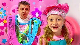 Nastya teaches dad how to be creative. Useful video for children