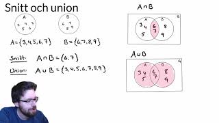 Matematik 5. Mängdoperatorer och Venndiagram. (Union, snitt, komplement, mm). Korrigerad version