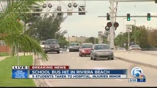 School bus hit in Riviera Beach, 5 students hospitalized with minor injuries