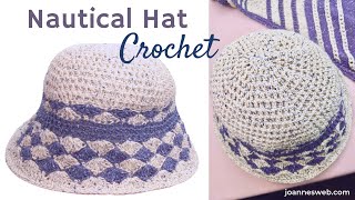 🌊 Nautical Crochet Hat -Bicolor Crochet Summer Cloche Hat 🌊