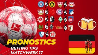 Pronostics Bundesliga : Journee 17 : Leverkusen Mainz - Stuttgart Leipzig - Kiel Dortmund etc