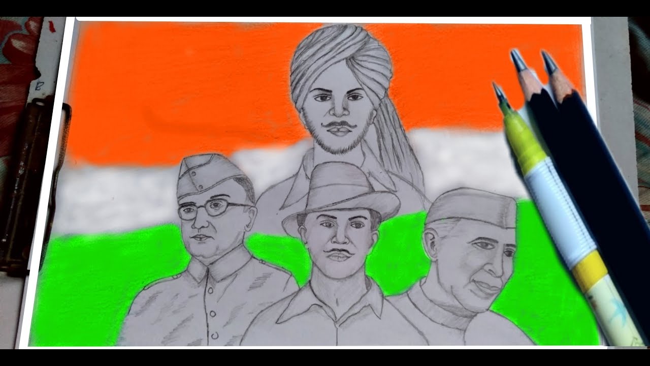 How To Draw Independence Day || Freedom Fighters Drawing - YouTube