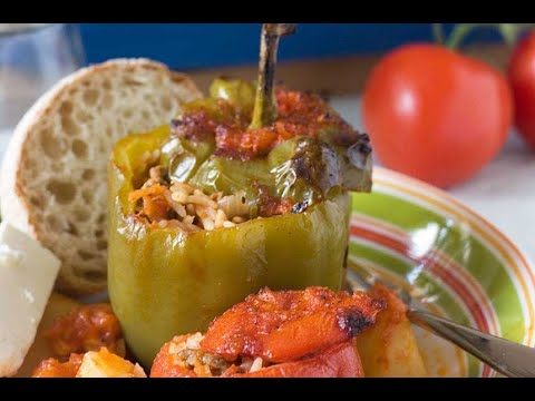 The Tastiest Gemista (Greek Stuffed Peppers And Tomatoes!) - YouTube