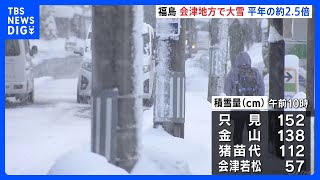 「膝の上まで雪が」福島・只見町で152センチ、会津若松市で57センチ　さらに数十センチの雪が積もるおそれ【大雪情報】｜TBS NEWS DIG