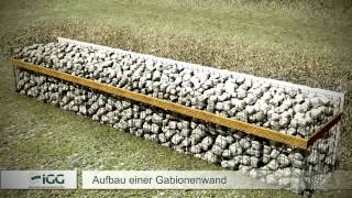 Aufbau einer Gabionenwand