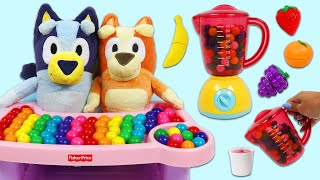Disney Jr Bluey & Bingo Make Fruit Smoothies with Toy Blender & Toy Sink Kitchen Playsets!
