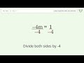 Solve 2(-2m)=1: Linear Equation Video Solution | Tiger Algebra