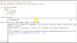 Python program to multiply all the items in a list