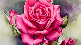 Roses painting in watercolor | 수채화로 장미 그리기🌺🌺🌺