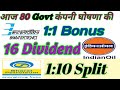 आज 80 कंपनी घोषणा किया, BEL 1:1 Bonus, IOC, 16 Dividend,  BPCL 1:10 Split