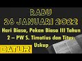 Bacaan Liturgi 26 Januari 2022   Rabu Pekan Biasa III Tahun 2 | CATUR