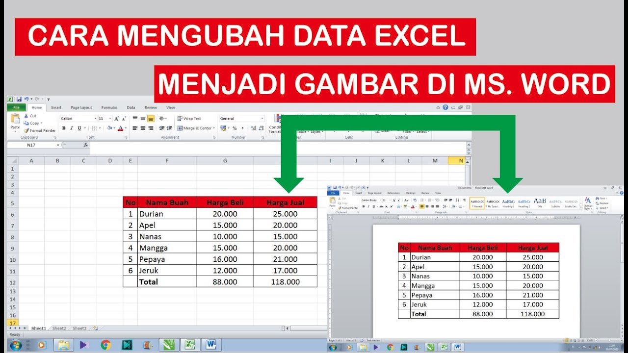 Cara Mudah Mengubah Data Excel Menjadi Gambar - YouTube