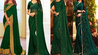 🍀💚🌾Mehndi Function Saree For Bridal || Green Saree For Mehndi Ceremony