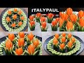 How to Make Carrot Tulips - Carrot & Cucumber Carving Garnish