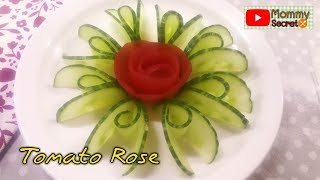 How to make Tomato Rose Garnish ดอกกุหลาบจากมะเขือเทศ