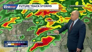 Severe storms remain possible in Alabama's weather forecast to start the weekend, before a freeeze