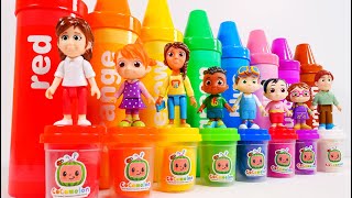 Learn Colors in Spanish and English with Giant Surprise Crayons and Cocomelon Toys