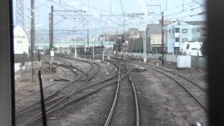 2012.4.1 常磐線上り原ノ町駅到着時前面展望 701系・415系・651系留置状況