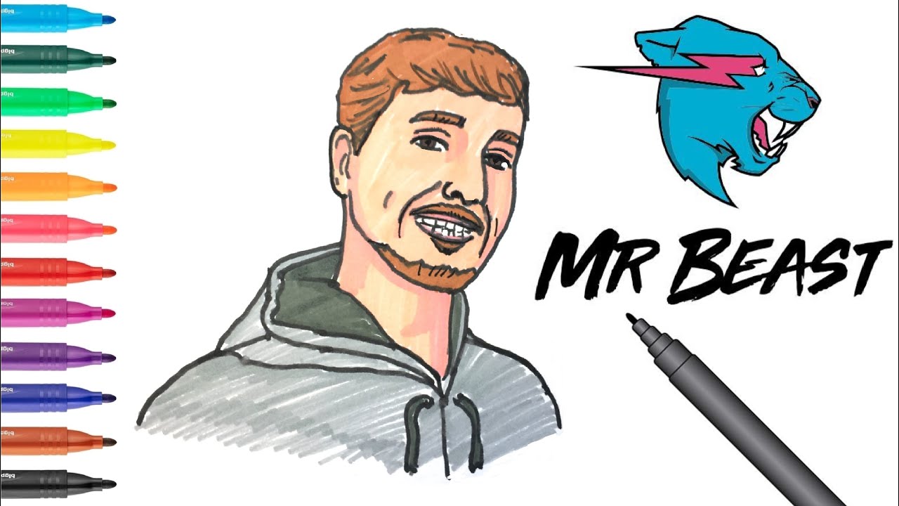 Easy Drawing Mr.Beast I Kolay Mr.Beast Çizimi I How To Draw Mr.Beast ...