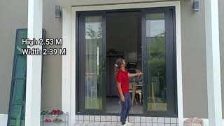 ประตูบานเลื่อน 4 สีดำ Black uPVC Sliding  Door #ประตูบานเลื่อนสีดำ #pattayaupvc #ประตูกระจก