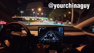 Driving At Night With Tesla FSD In China