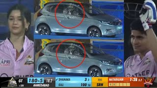 Sara Tendulkar Shocked When Shubman Gill Six Break Tata Sponsor's Car Window | Gt vs Srh Ipl 2023