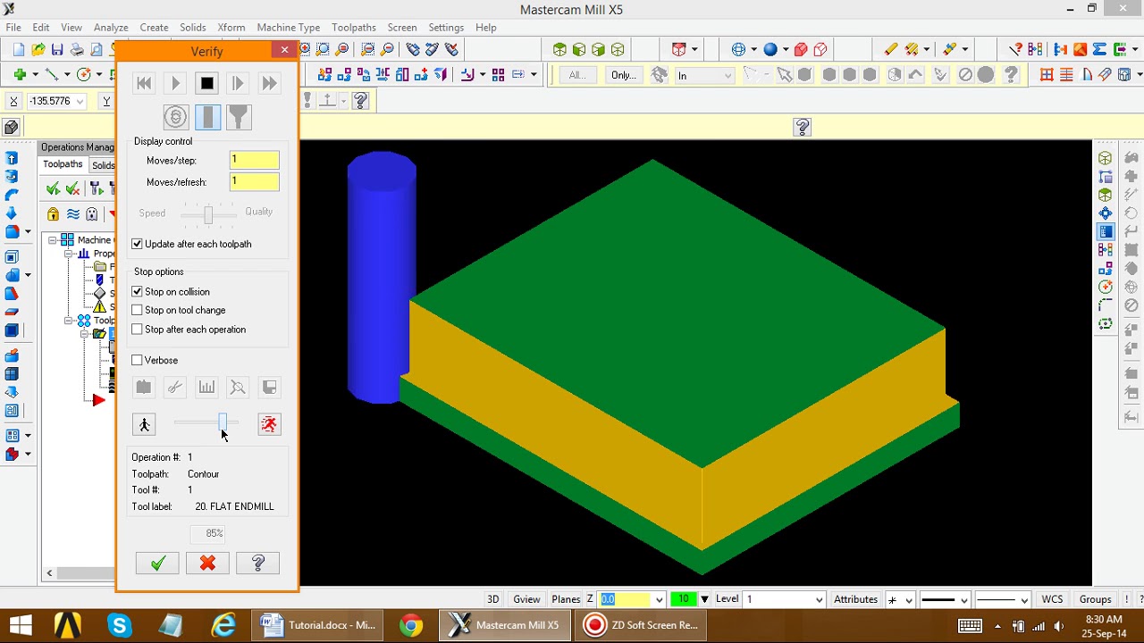 Mastercam Milling Tutorial By Cad Cam Software Learning Youtube