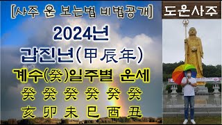 2024년 갑진(甲辰)년 계수癸 일간 일주별 운세_계해, 계묘, 계미, 계사, 계유, 계축