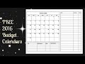 2016 Budget Calendar Free Printable