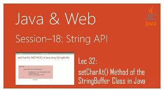 String API in Java | #32 | setCharAt() Method of the StringBuffer Class in Java