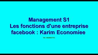Management S1  Les Fonctions Dune Entreprise