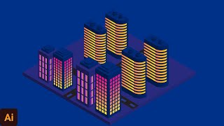 Isometric City Design in  Adobe illustrator | Adobe Illustrator Building Design